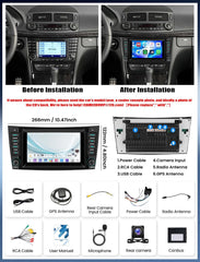 CAMECHO Android 15 autoradio met navigatiesysteem voor Mercedes Benz E-klasse W211 CLS klasse W219, dubbele DIN-radio met 7 inch touchscreen, spiegellink RDS/FM Bluetooth EQ+AHD achteruitrijcamera •