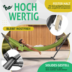 KESSER® XXL Hangmat 2 personen - Tot 200kg - Metalen Frame - Khaki