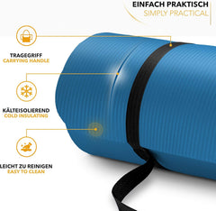 Yogamat - Fitness mat - Sportmat - Yoga mat extra dik - 190x100x1.5 - Blauw - TRESKO