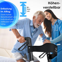 KESSER - Lichtgewicht Rollator - Dubbel Opvouwbaar - Zwart •
