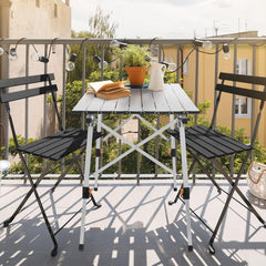 ML-Design Campingtafel, opvouwbaar, zilver, 90 x 51,5 cm, aluminium klaptafel, in hoogte verstelbaar 46-66,5 cm, belastbaarheid 30 kg, oprolbaar tafelblad, klaptafel, tuintafel, balkontafel, reistafel •
