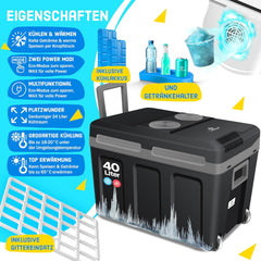 Koelbox Elektrisch – 12V en 230 volt - Coolbox - Frigobox - 40L – Zwart •