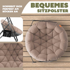 KESSER® Hangstoel met frame Bali hangschommel, hangstoel tot 150 kg, voor binnen en buiten, inclusief kussen en zijtas, hangmand, stalen frame en schuimrubberen zitkussen