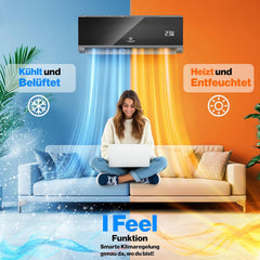 Split Unit Airco - Airconditioning - Warm & Koud - 12000 BTU - Antraciet - KESSER®