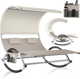 KESSER® Ligbed met zonnedak - Schommelstoel - Crème