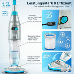Zwembad stofzuiger - Zwembadstofzuiger - Zwembadreiniger - Wit - Tillvex® •