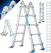 MASKO® Multifunctionele ladder - Vouwladder - 4x5 Treden - Zilver