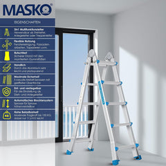 MASKO® Multifunctionele ladder - Vouwladder - 4x5 Treden - Zilver