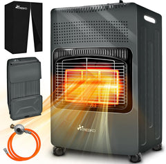 Gaskachel - Gasverwarming - 4200W - incl. Gasdrukregelaar en Gasslang - Antraciet - TRESKO