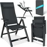 Tuinstoel - Ligstoel - Verstelbaar - Opvouwbaar - Zwart - KESSER®