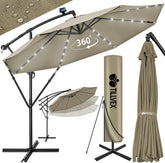 Zweefparasol - Tuinparasol - Parasol 350 cm - Met voet - Met Parasolhoes - Bruin - Tillvex