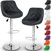 Barkrukken set van 2 - Barstoel met rugleuning - Barkruk - Barstoelen - Zwart - TRESKO®