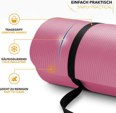 Yogamat - Fitness mat - Sportmat - Yoga mat extra dik - Roze - TRESKO