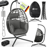 Egg Hangstoel - Hangstoel met standaard - Binnen en buiten - Tot 150kg - Antraciet - Tillvex® •