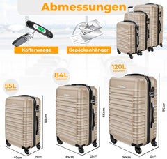 Kofferset - 3 delig - Trolley - Reiskofferset - Beige - KESSER®