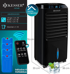 KESSER® 4in1 Mobiele airconditioning - Luchtontvochtiger - Zwart