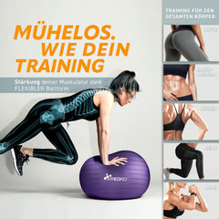 Fitness bal - Yoga bal - Pilates bal - Zwangerschapsbal - 75 cm - Paars - TRESKO •