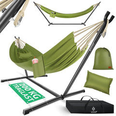 KESSER® XXL Hangmat 2 personen - Tot 200kg - Metalen Frame - Khaki