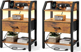 Nachtkastje set van 2 - Bijzettafel - Opbergkastje - 46x29x66 cm - Bruin - HLDIRECT