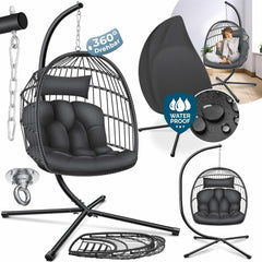 KESSER® Egg Hangstoel met Standaard - Tot 150kg - Antraciet