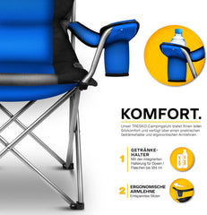Campingstoel - Visstoel - Vouwstoel - Kampeerstoel - Opvouwbaar - Blauw - Tresko®