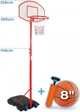 Infantastic Basketbalstandaard - Verstelbaar tot 236 cm - Rood