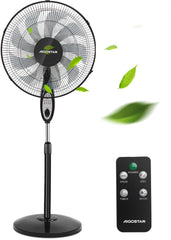 Aigostar Statiefventilator - Ventilator Staand - Verstelbaar - 60W - Zwart