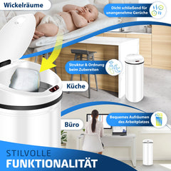 KESSER® Automatische sensor-prullenbak Afvalbak RVS Prullenbak 30L
