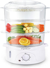 Stoomkoker - met Timer - 9L - 800W - Wit - Aigostar
