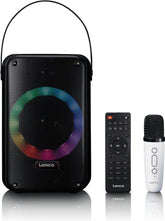 Lenco BTC-060BK - Draadloze Bluetooth Speaker 20W - Karaokeset met Microfoon en LED-verlichting - Zwart •