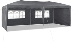 CLIPOP Opvouwbare paviljoen, 3x6 feesttent, UV-beschermende tuinpaviljoen met 4 zijpanelen, grijs
