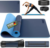 Yogamat - Fitness mat - Sportmat - Yoga mat extra dik - 183x61 cm - Blauw - RE:SPORT