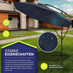 Tillvex® Parasol - Zweefparasol - Ø350cm - 360° Draaibaar - Blauw