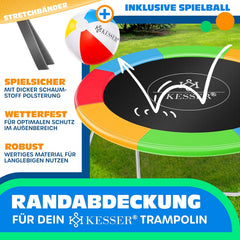 Trampoline rand - Beschermrand - 366 cm - Regenboog - KESSER