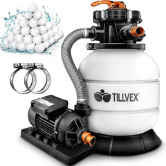Tillvex® Zandfilter - Zandfilterpomp - 7900L/u - Wit •
