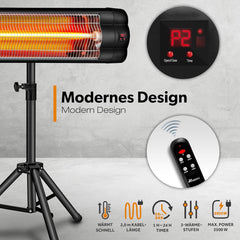 Infrarood Verwarming - Terrasverwarmer - Elektrisch - Heater - Zwart - TRESKO®