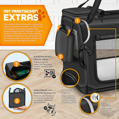 Reisbench hond - Draagtas hond - Transportbox - 70x52x52 cm - Zwart