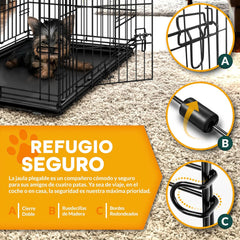 Hondenbench - Hondenren - Bench voor honden - 107x71x77 cm - Zwart - Tresko