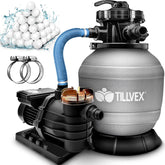 Tillvex® Zandfilter - Zandfilterpomp - 10200L/u - Grijs