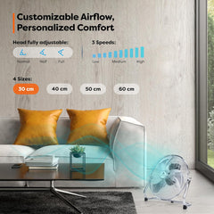 Vloerventilator - 30 cm - Industriele ventilator - Zilver - AERSON