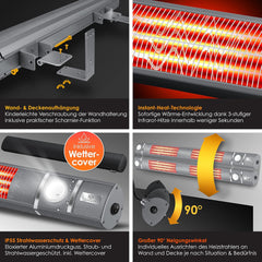 Infrarood Verwarming - Terrasverwarmer - Elektrische Heater - Grijs - KESSER®