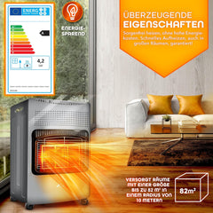 TRESKO Gasverwarming, 4200 watt, incl. gasdrukregelaar, gasslang + afdekking, gasverwarming, gaskachel met 3 standen, infrarood gaskachel (grijs) •