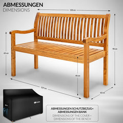tillvex Houten tuinbank, 3-4-zits incl. afdekking, weerbestendig, 150 cm, massief houten parkbank, 320 kg belastbaar, voor balkon, terras en tuin, lichtbruin