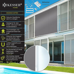 KESSER® Klemluifel - Balkonluifel - Rolgordijn - 160x240cm - Grijs