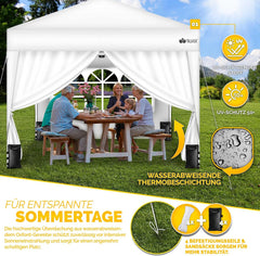 tillvex® 2 x zijwand voor paviljoen, 3 x 3 m, vouwpaviljoen, zijpanelen, waterafstotend, zijramen en ritssluiting, zijwanden voor tuintent, partytent, wit