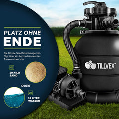 Tillvex® Zandfilter - Zandfilterpomp - 7900L/u - Zwart •