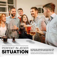 Tillvex® Inklapbare Tafel - Campingtafel - Klaptafel - 180x75cm - Wit •