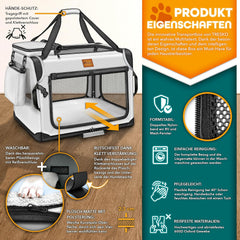Reisbench hond - Draagtas hond - Transportbox - 92x63x63 cm - XXL - Grijs - TRESKO
