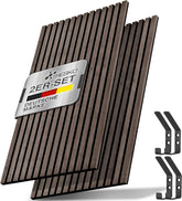 TRESKO® 2 stuks akoestische panelen hout 120 × 60 x 2,1 cm incl. kledinghaken | Houten panelen voor geluidsisolatie | Akoestische wandpanelen met montageset