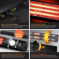 Infrarood Verwarming - Terrasverwarmer - Elektrische Heater - Zwart - KESSER® •